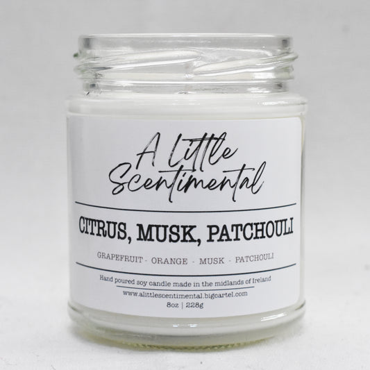 Citrus, Musk & Patchouli Candle 8oz